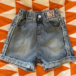 Denim Kids Shorts with Frayed Hem